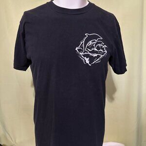 Pink Dolphin Men's Black T Shirt Size Medium 2 Dolphins Cotton
